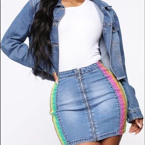 FashionNova “Sell Out” Denim skirt and jacket set